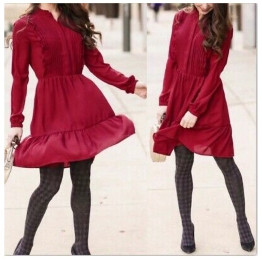 J crew mercantile red tiered dress